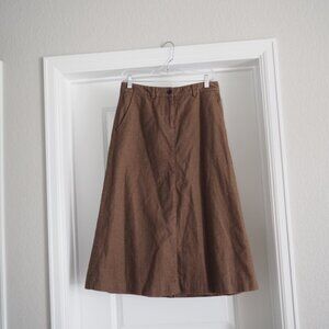 Dark Academia LL Bean Vintage Brown Women's Skirt Sz 4 Petite 100% Cotton